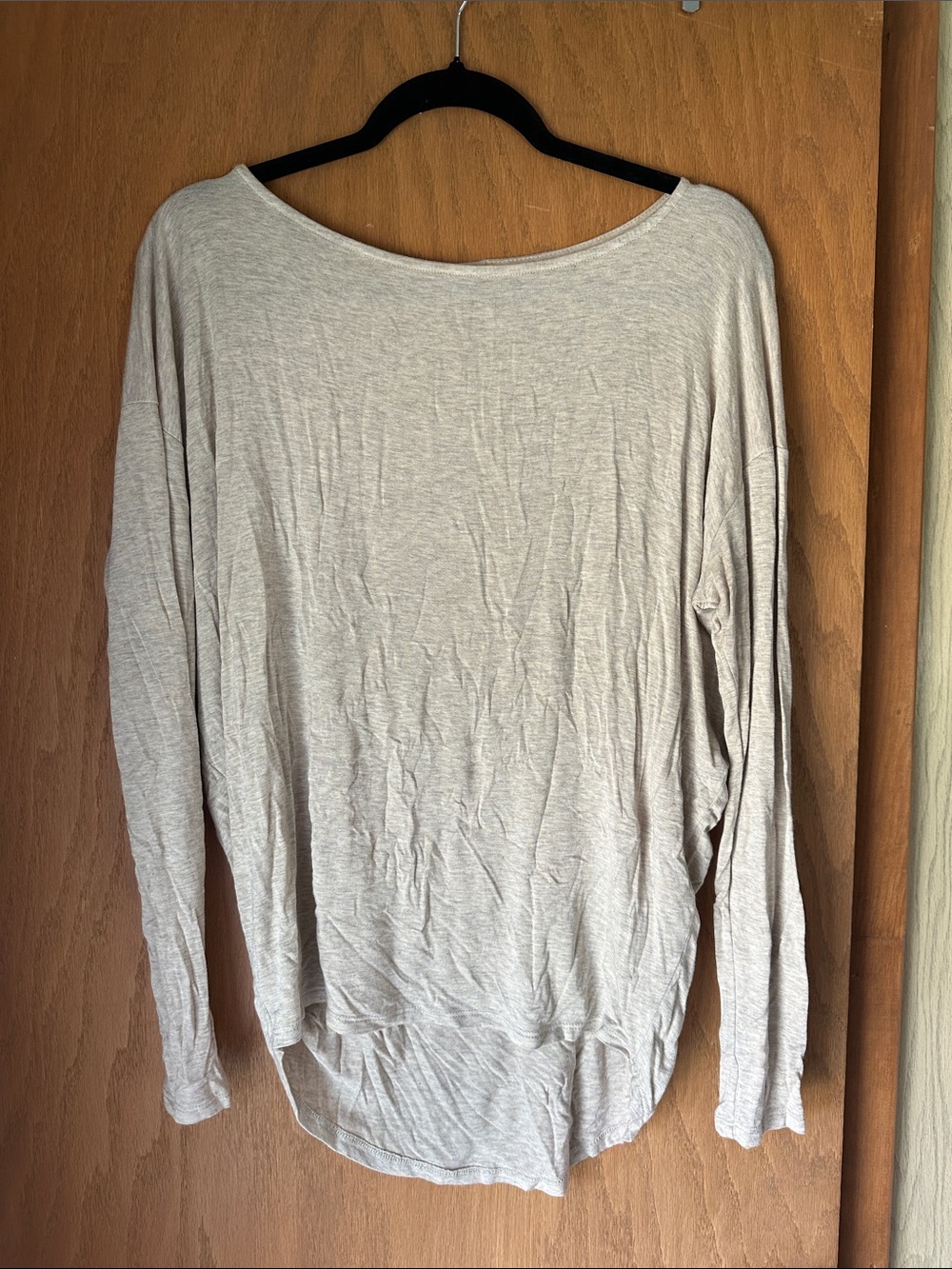 miami Light Gray Long Sleeve Boatneck Top
